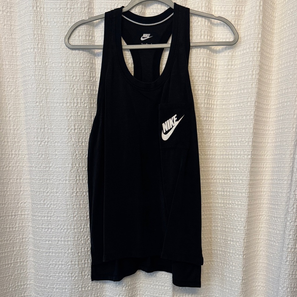 Nike Women's Black Tank Top with White Logo